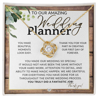 Wedding Event Planner Gift - Thank You From The Couple - Gratitude Gift, Token of Appreciation , Rustic and Wood Wedding Theme - Liliana and Liam