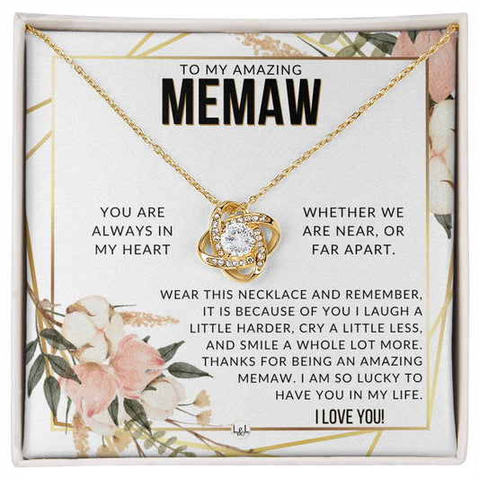 Memaw Gift - Beautiful Women's Pendant - From Granddaughter, Grandson, Grandkids - Great For Mother's Day, Christmas, or Birthday