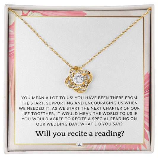 Wedding Ceremony Reader Proposal - Will You Read At Our Wedding - From The Bride and The Groom , Pink Floral and Boho Wedding Theme - Liliana and Liam