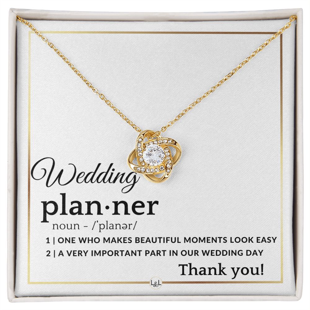 Wedding Event Planner - Thank You Gift From Bride and Groom - Token of Appreciation - Elegant White and Gold Wedding Theme