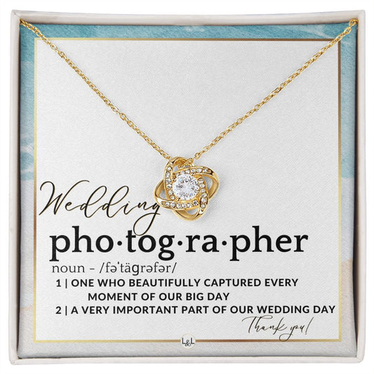 Wedding Photographer Gift - Thank You From Bride & Groom - Gratitude Gift, Token of Appreciation , Beach and Destination Wedding Theme - Liliana and Liam