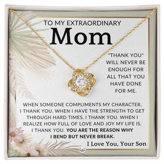 Gift for Mom, From Son - Never Enough - To Mother, From Son - Beautiful Women's Pendant Necklace - Great For Mother's Day, Christmas, or Her Birthday - Liliana and Liam