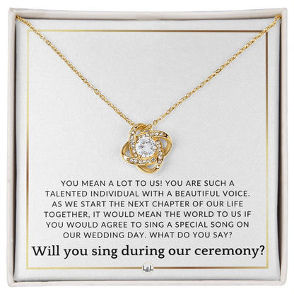 Wedding Ceremony Singer Proposal - Will You Sign At Out Wedding - Elegant White and Gold Wedding Theme - Liliana and Liam