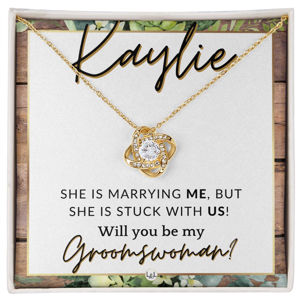 Groomswoman Proposal, Custom Name, From Groom - Be My Groomswoman - Wedding Party Accessories , Rustic and Wood Wedding Theme