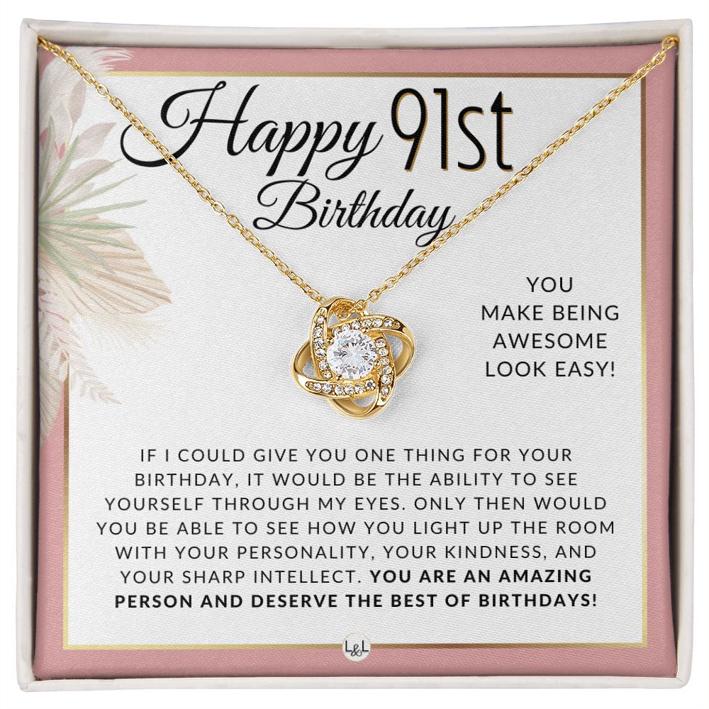 91st Birthday Gift For Her - Necklace For 91 Year Old - Beautiful Woman's Birthday Pendant Jewelry