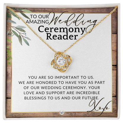 Wedding Ceremony Reader - Great Thank You Gift From Bride and Groom - Gratitude & Appreciation , Rustic and Wood Wedding Theme - Liliana and Liam