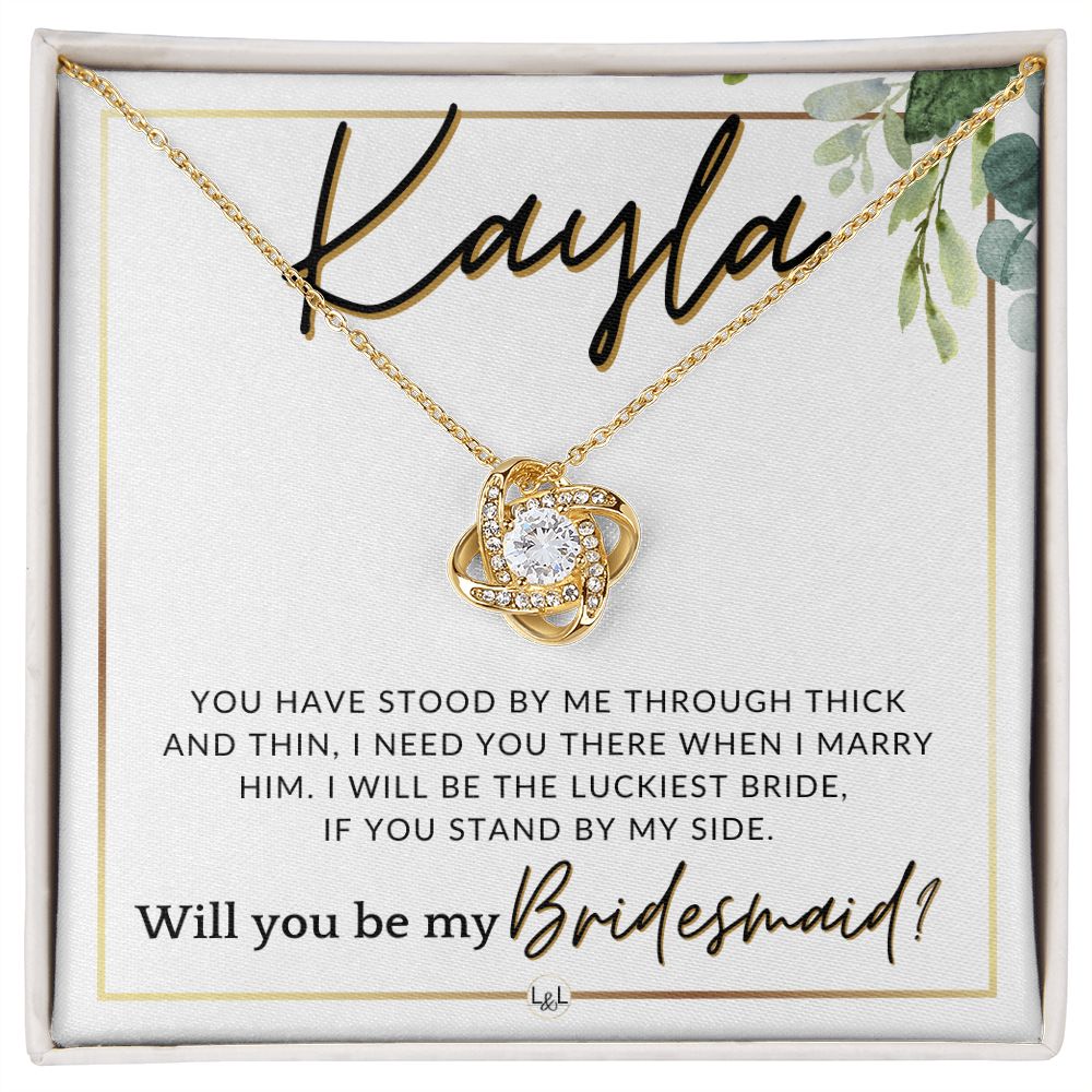Bridesmaid Proposal Custom Name- Wedding Party Jewelry Accessories From Bride - Need You There , White and Green, Eucalyptus Wedding