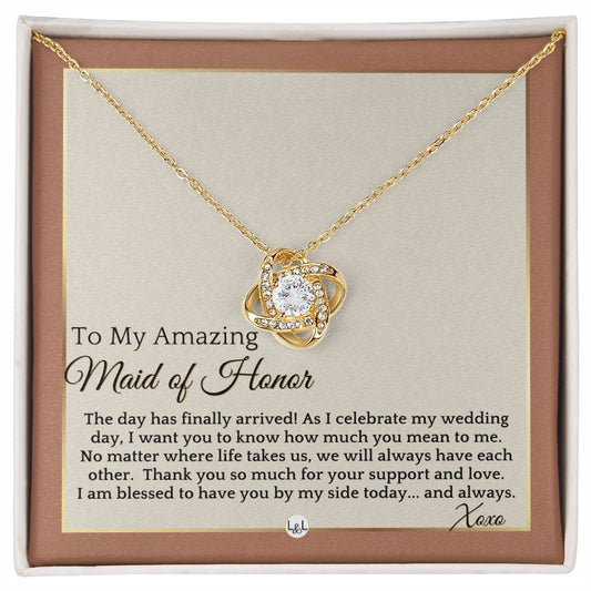 Maid of Honor Gift - MOH On My Wedding Day - Great Wedding Party Thank You Gift From The Bride , Terracotta, Rust And Gold Wedding Theme - Liliana and Liam