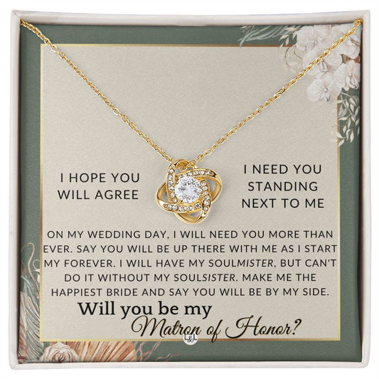 Matron of Honor Proposal Gift - Be My MOH Gift From Bride - By My Side - Wedding Party Accessory , Sage Green & Boho Wedding Theme - Liliana and Liam