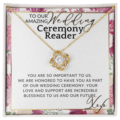 Wedding Ceremony Reader - Great Thank You Gift From Bride and Groom - Gratitude & Appreciation , Pink Floral and Boho Wedding Theme - Liliana and Liam
