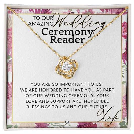 Wedding Ceremony Reader - Great Thank You Gift From Bride and Groom - Gratitude & Appreciation , Pink Floral and Boho Wedding Theme - Liliana and Liam