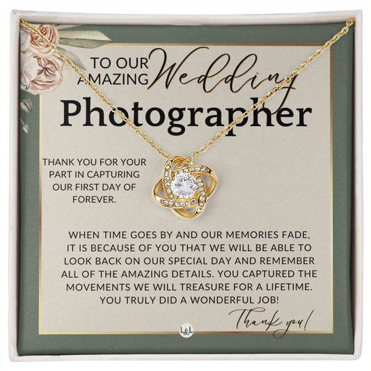 Wedding Photographer Gift - Thank You From The Couple - Gratitude Gift, Token of Appreciation , Sage Green & Boho Wedding Theme - Liliana and Liam