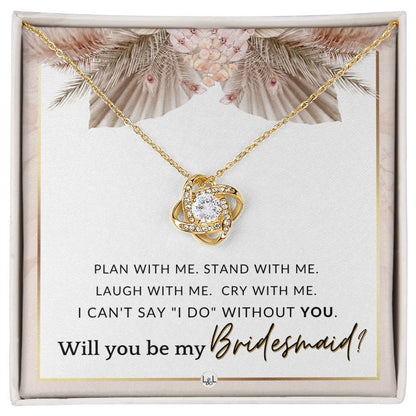 Bridesmaid Proposal, Custom Name - Wedding Party Jewelry Accessory From Bride - Be My Bridesmaid , Pink Floral and Boho Wedding Theme - Liliana and Liam