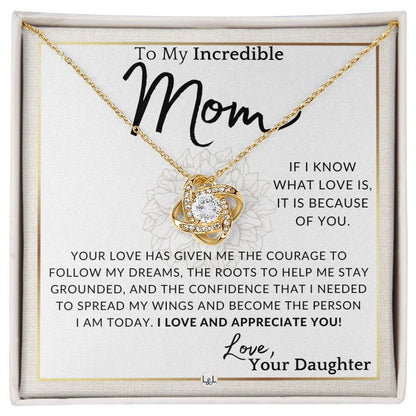Gift for Mom - Because Of You - To My Mother, From Daughter - A Beautiful Women's Pendant Necklace - Great For Mother's Day, Christmas, or Her Birthday - Liliana and Liam