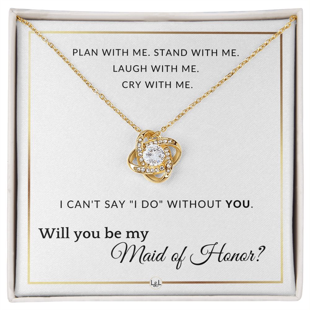Maid of Honor Proposal - Wedding Party Necklace - Gift From Bride - Will you be my Maid of Honor - Elegant White and Gold Wedding Theme