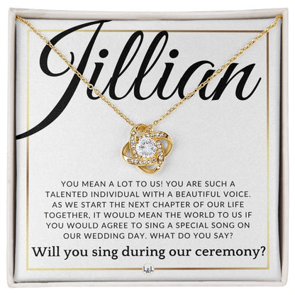 Wedding Ceremony Singer Proposal - Will You Sign At Out Wedding - Custom Name - Elegant White and Gold Wedding Theme