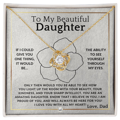 Through My Eyes - Elegant Knot Pendant Necklace - Gift From Father to Daughter - Liliana and Liam
