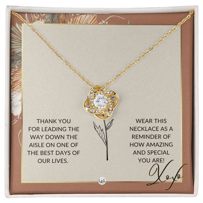 Flower Girl Necklace - Wedding Party Thank You Gift - Gratitude Gift, Token of Appreciation , Terracotta, Rust And Gold Wedding Theme - Liliana and Liam