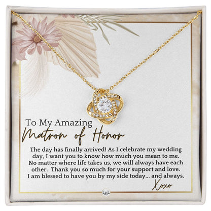 Matron of Honor Thank You Gift - On My Wedding Day MOH Gift From Bride - Wedding Party Accessory , Pink Floral and Boho Wedding Theme - Liliana and Liam