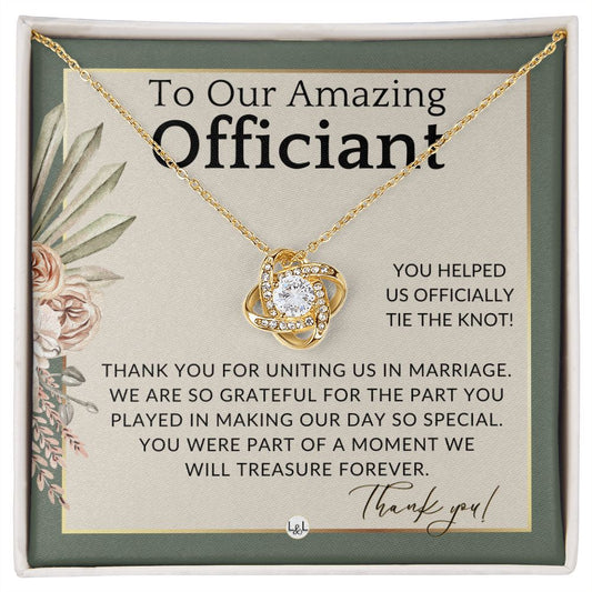 Officiant Gift - Thank You Gift For Wedding Officiant or Pastor - Gratitude and Appreciation , Sage Green & Boho Wedding Theme - Liliana and Liam