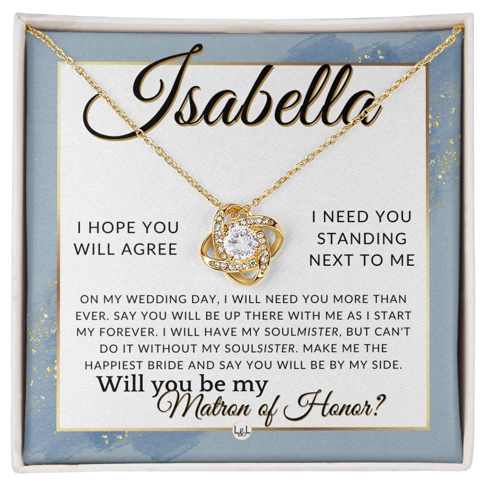 Matron of Honor Proposal Gift, Custom Name, Be My MOH Gift From Bride, By My Side Wedding Party , Dusty Blue And Gold Wedding Theme