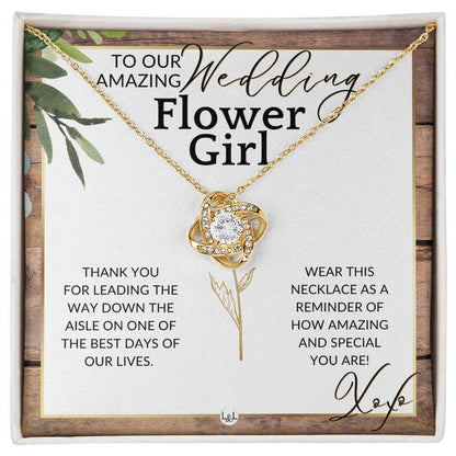 Flower Girl Necklace - Wedding Party Thank You Gift - Gratitude Gift, Token of Appreciation , Rustic and Wood Wedding Theme - Liliana and Liam