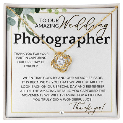 Wedding Photographer Gift - Thank You From The Couple - Gratitude Gift, Token of Appreciation , White and Green, Eucalyptus Wedding - Liliana and Liam