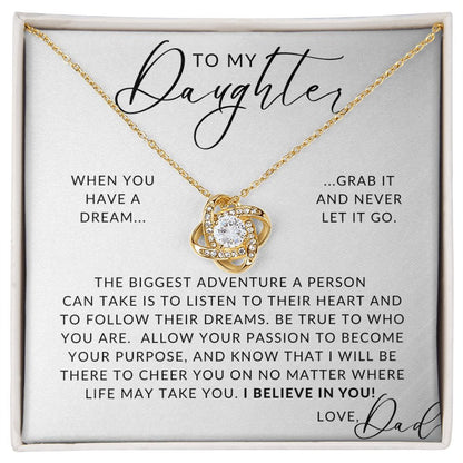 Follow Your Dreams - To My Daughter From Dad Gift - Father to Daughter Necklace