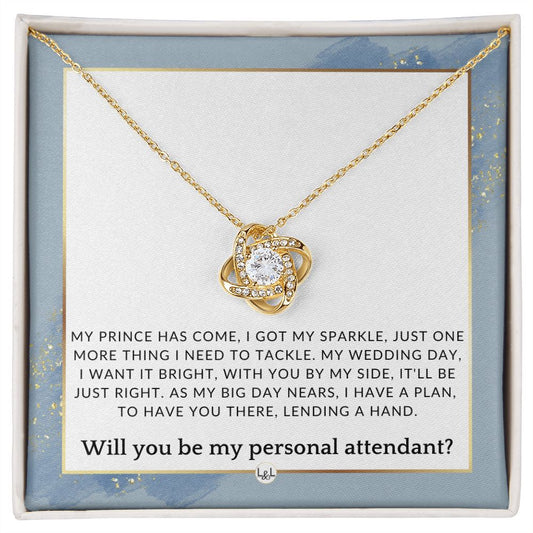 Wedding Personal Attendant Proposal - Will You Be My Helper, Bridal Concierge, Lady in Waiting , Dusty Blue And Gold Wedding Theme - Liliana and Liam