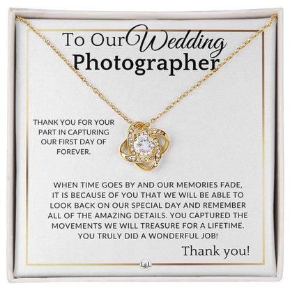 Wedding Photographer Thank You Gift - For Female Photographer - Elegant White and Gold Wedding Theme - Liliana and Liam