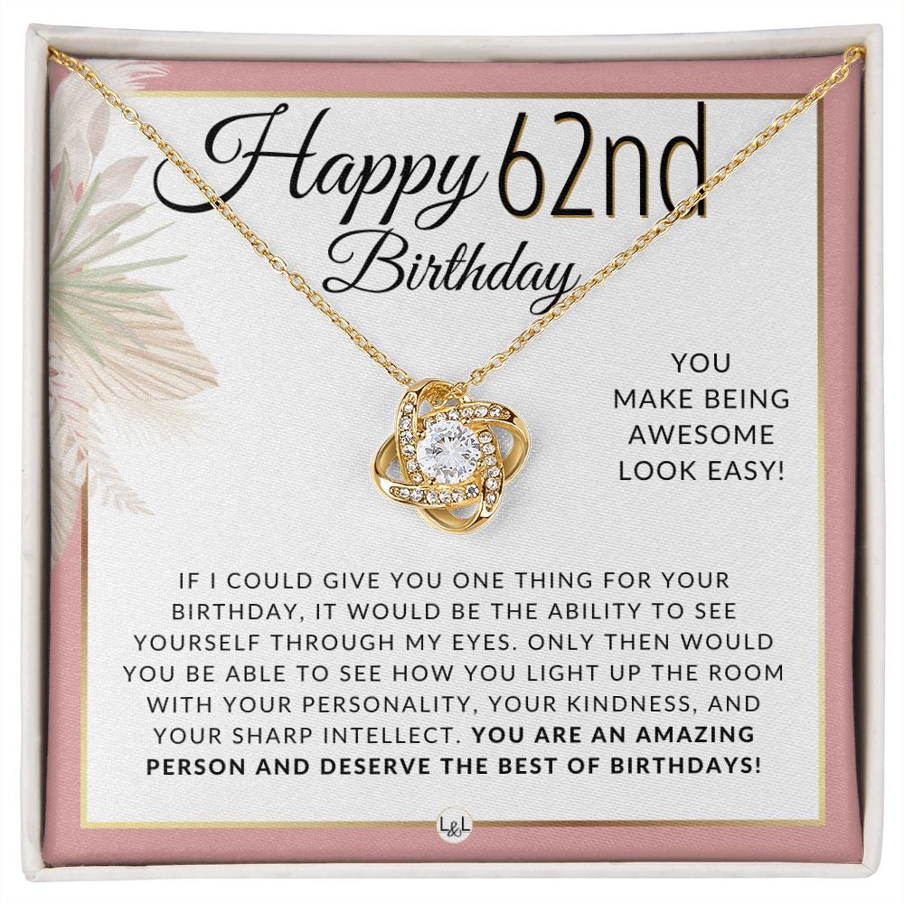 62nd Birthday Gift For Her - Necklace For 62 Year Old - Beautiful Woman's Birthday Pendant Jewelry