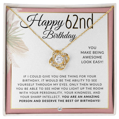 62nd Birthday Gift For Her - Necklace For 62 Year Old - Beautiful Woman's Birthday Pendant Jewelry - Liliana and Liam