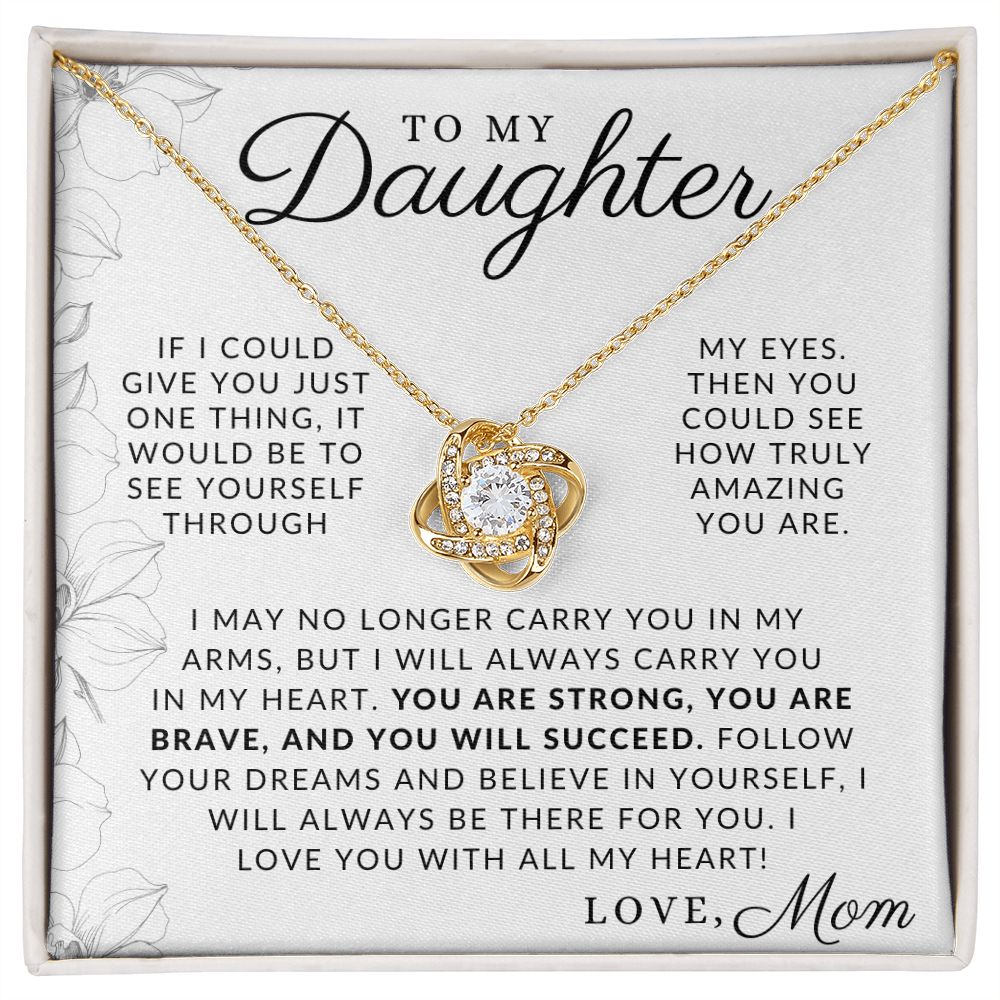 With All My Heart - To My Daughter (From Mom) - Mother to Daughter Gift - Christmas Gifts, Birthday Present, Graduation Necklace, Valentine's Day