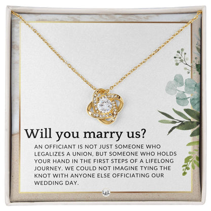 Wedding Officiant Proposal - Female Wedding Officiant, Pastor, Celebrants - Will You Marry Us , Beach and Destination Wedding Theme - Liliana and Liam