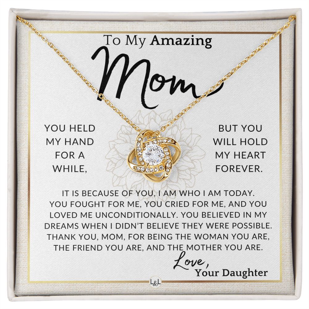 Gift for Mom - My Heart Forever - To My Mother, From Daughter - A Beautiful Women's Pendant Necklace - Great For Mother's Day, Christmas, or Her Birthday