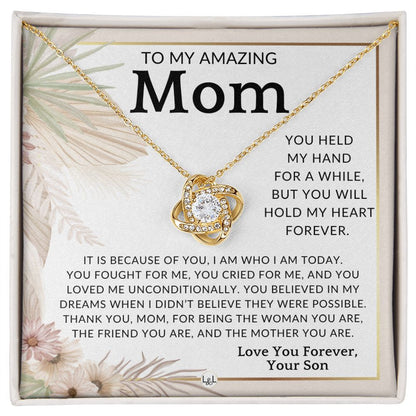 Gift for Mom, From Son - My Heart Forever - To Mother, From Son - Beautiful Women's Pendant Necklace - Great For Mother's Day, Christmas, or Her Birthday