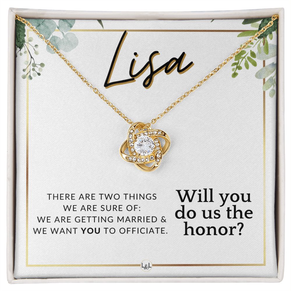 Wedding Officiant Proposal, Custom Name - Female Officiant, Vow Renewal - Do Us The Honor , White and Green, Eucalyptus Wedding