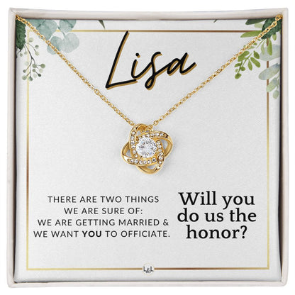 Wedding Officiant Proposal, Custom Name - Female Officiant, Vow Renewal - Do Us The Honor , White and Green, Eucalyptus Wedding