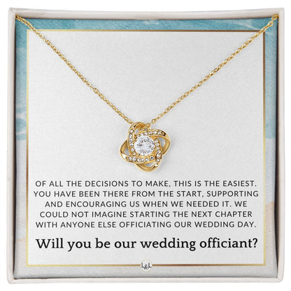 Wedding Officiant Proposal - Female Wedding Officiant, Pastor, Celebrants - Of All The Decisions , Beach and Destination Wedding Theme - Liliana and Liam