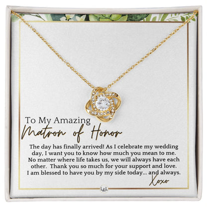 Matron of Honor Thank You Gift - On My Wedding Day MOH Gift From Bride - Wedding Party Accessory , White and Green, Eucalyptus Wedding - Liliana and Liam