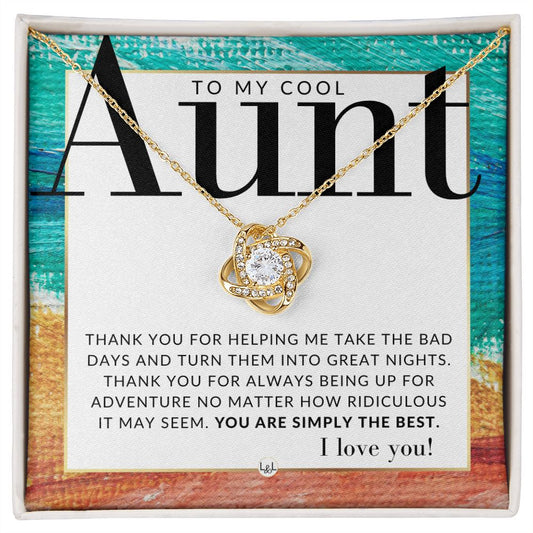 Gift For Cool Aunt - Present for Aunt From Niece or Nephew - Pendant Necklace - Great For Christmas, Her Birthday, Or Encouragement Gift