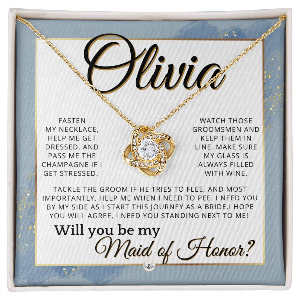Maid of Honor Proposal, Custom Name - Be My Maid Of Honor, MOH Gift From Bride, I Need YOU , Dusty Blue And Gold Wedding Theme