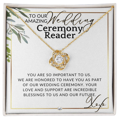 Wedding Ceremony Reader - Great Thank You Gift From Bride and Groom - Gratitude & Appreciation , White and Green, Eucalyptus Wedding - Liliana and Liam