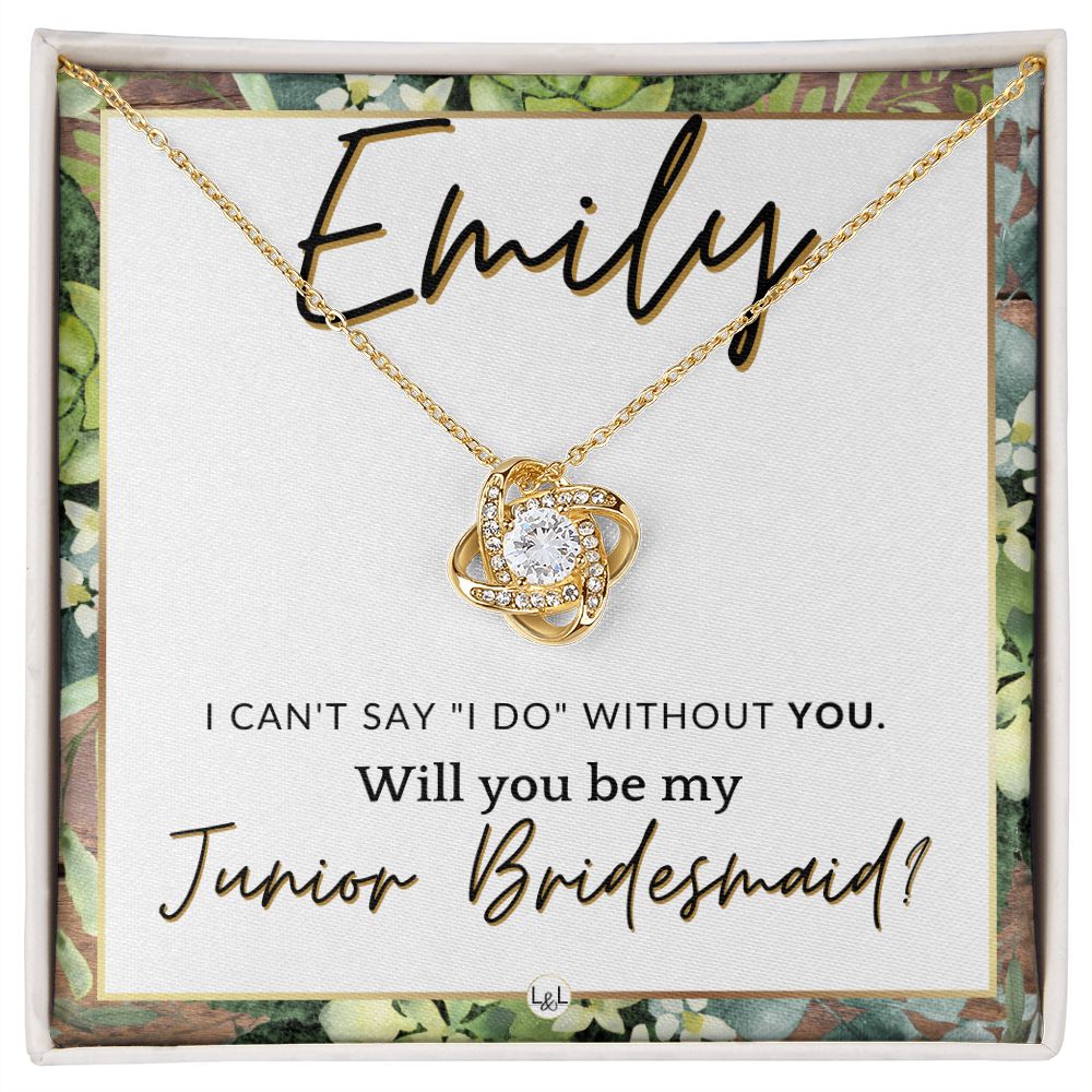 Junior Bridesmaid Proposal, Custom Name - Wedding Party Gift From Bride - Be My Jr. Bridesmaid , Rustic and Wood Wedding Theme