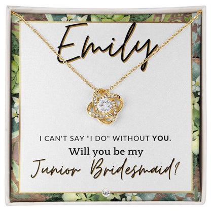 Junior Bridesmaid Proposal, Custom Name - Wedding Party Gift From Bride - Be My Jr. Bridesmaid , Rustic and Wood Wedding Theme