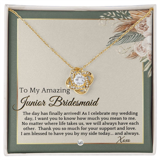 Junior Bridesmaid Gift - On My Wedding Day For Jr. Bridesmaid - Wedding Party Thank You Gift , Sage Green & Boho Wedding Theme - Liliana and Liam