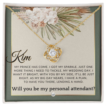 Wedding Personal Attendant Proposal, Custom Name - Wedding Helper - Wedding Party Gift Idea , Sage Green & Boho Wedding Theme - Liliana and Liam