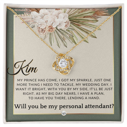 Wedding Personal Attendant Proposal, Custom Name - Wedding Helper - Wedding Party Gift Idea , Sage Green & Boho Wedding Theme - Liliana and Liam