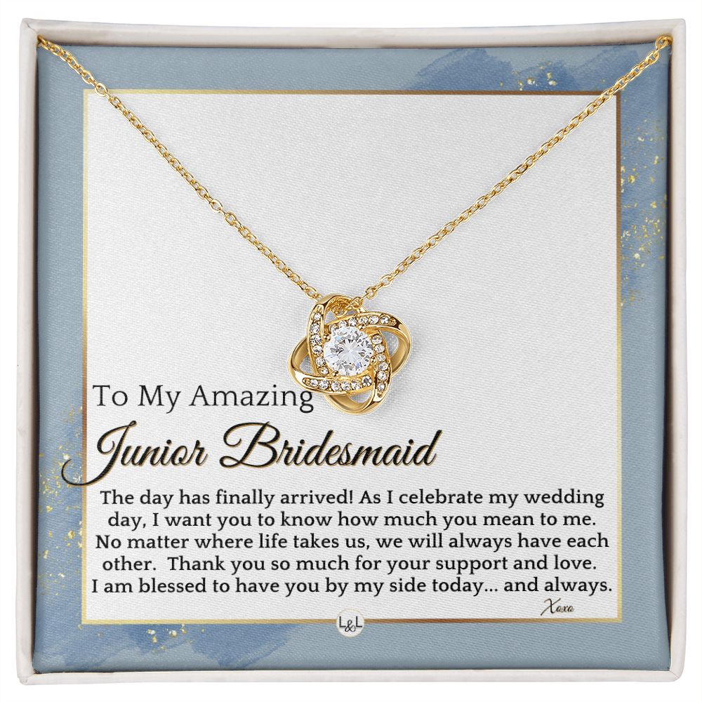 Junior Bridesmaid Gift - On My Wedding Day For Jr. Bridesmaid - Wedding Party Thank You Gift , Dusty Blue And Gold Wedding Theme