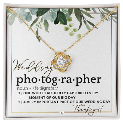 Wedding Photographer Gift - Thank You From Bride & Groom - Gratitude Gift, Token of Appreciation , White and Green, Eucalyptus Wedding - Liliana and Liam